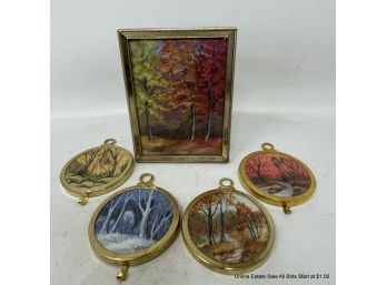 Five (5) Avolyn Rutledge Pastel Miniature Drawings In Frames
