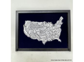 USA Metal Puzzle With Animal Pieces In Shadow Box