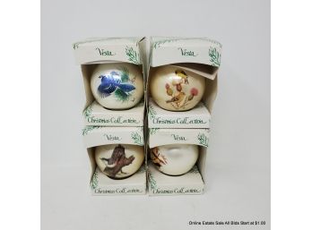 Four (four) Vintage Vesta Christmas Collection Ornaments National Audubon Society