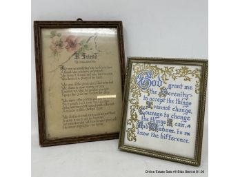 Two Vintage Framed Poems