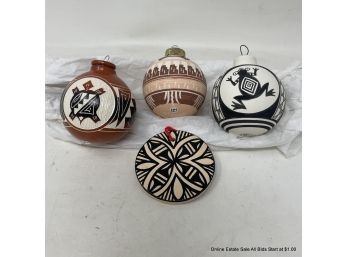 Four (4) Handmade Navajo Ceramic Ornaments