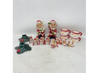 Lot Of Mostly Santa Themed Decorative Items
