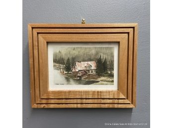 Michael Rogers Watercolor Of A Lakeside Cottage