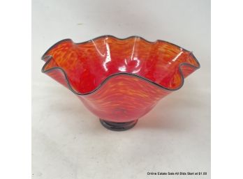 Red 2006 Opal Art Glass Studio 12' Bowl Vessel