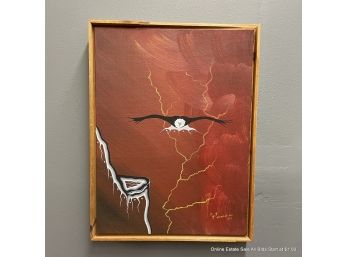 Pat Cheecho 89 Painting On Panel 'thunderbird'