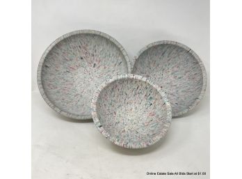 Vintage Set Of 3 Brookpark Melamine Splatter Confetti Mixing Bowls
