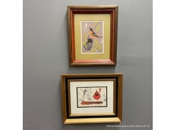 Pair Framed Charley Harper Cards Cardinal & Oriole