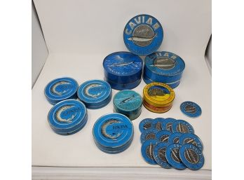 Vintage Soviet, Iran, Tunisia Caviar Tins