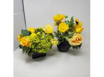 2 Silk New Growth Brand Floral Arrangements Yellow Flowers