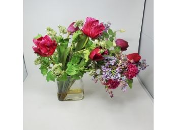 Silk Floral Arrangement In Rectangular Vase