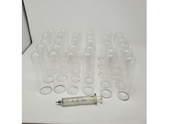 Lot Of Vintage Glass Tubes, Glass Syringe