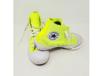 Converse All Stars Chuck Taylor High Top With Lunarlon Sole, Neon Yellow Size Men's 5, Women's 7