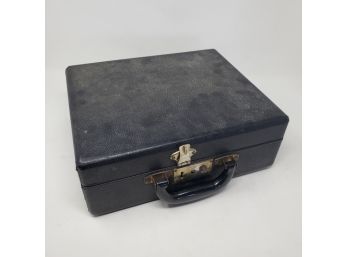 Black Leather  Storage Case With Red Lining