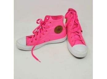 Converse All Stars Neon Pink Canvas & Leather Size: US 8 (Women) US 6 (men)