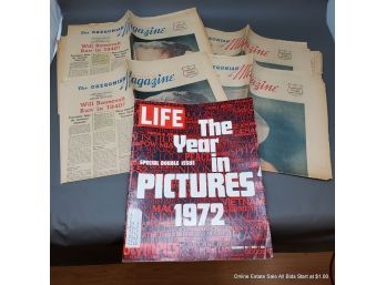 1938 Copies Of The Oregonian Newspaper And 1972 Life Magazine