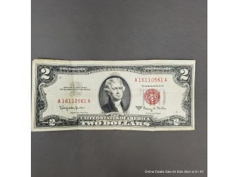 1963 Red Seal Two Dollar Bill