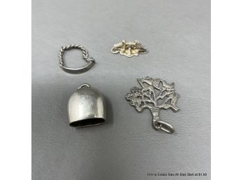 Four Misc. Silver Charms Total Weight 13 Grams