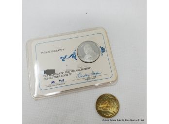 Franklin Mint Member Coin & A Good Luck Coin