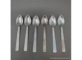 Six Georg Jensen & Wendel A/S Sterling Silver Demitasse Spoons 64 Grams