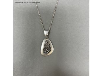 Modern Filigree Likely Silver Pendant Necklace