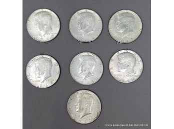Seven U.S. Kennedy Half Dollars 1964-1969