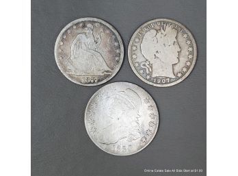 Three U.S. Half Dollars 1830, 1877, And 1907