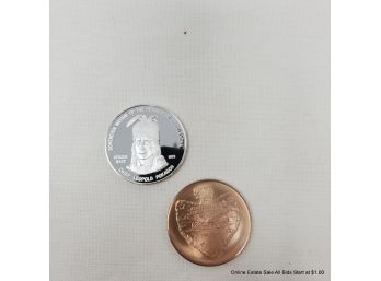 Silver Potawatomi Tribe Coin & Gold Tone Yakama Tribe Coin