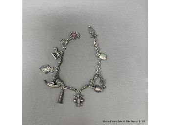Silver 10 Charm Bracelet 16 Grams