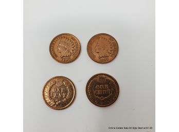 4 Indian Head Pennies 1901, 06, (2) 07