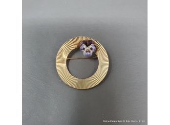 14K Yellow Gold Enamel And  Diamond Pin/brooch
