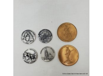 4 Medallic Art C. .999 Silver National Park Coins, 2 Gold Tone Parks Coins