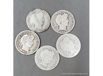 Five Antique U.S. Dimes 1898-1912