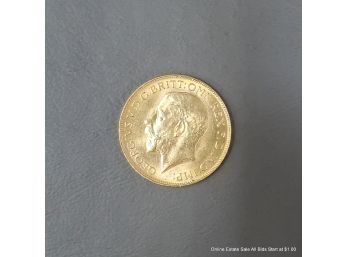 1927 22K Gold Sovereign King George V Coin 7.98 Grams
