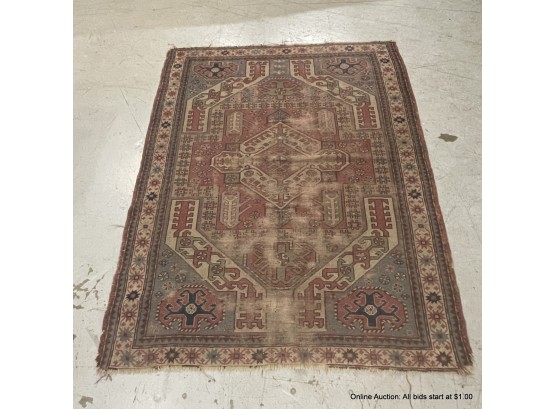 Semi-antique Hand-knotted Persian-style Carpet Of Wool And Cotton