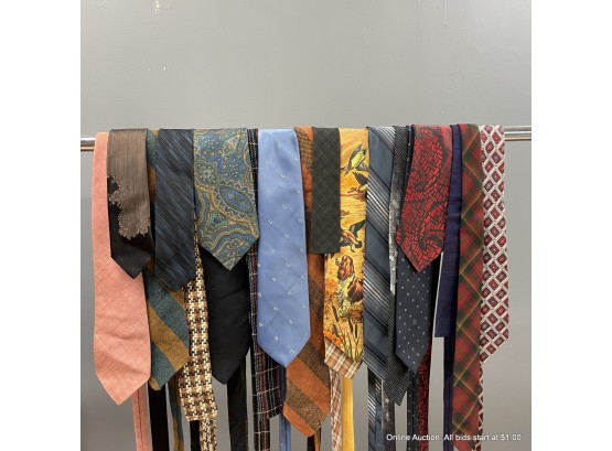 Lot Of 20 Vintage Wool And Silk Print Ties