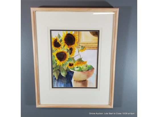 Marilyn Treece Watercolor On Paper Sunflowers