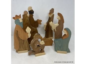 Lot Of Wood Nativity Figures