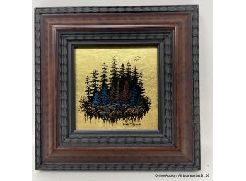 Emery Tedrick 'originals' Acrylic On Gold Leaf In Wood Frame