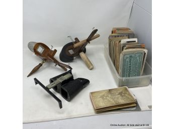 Three Vintage Stereoscopes With Large Assortment Of Slides