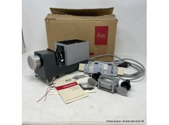 Leitz Pradix 35mm Compact Slide Projector W/ Elmaron 1:2.8/50mm Lens In Original Box