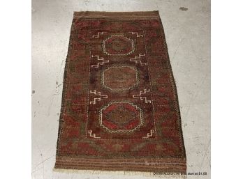 Semi-antique Hand-knotted Persian-style Carpet Of Wool And Cotton