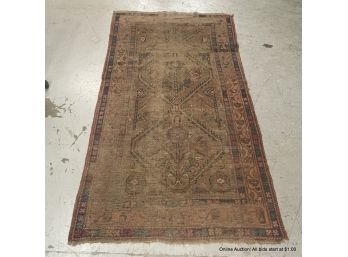Vintage Hand Knotted Persian-style Carpet Of Wool & Cotton