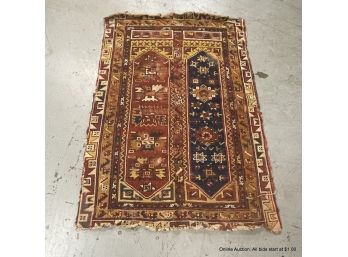 Semi-antique Persian-style Hand-knotted Carpet Of Wool And Cotton