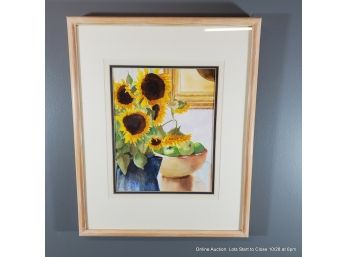 Marilyn Treece Watercolor On Paper Sunflowers
