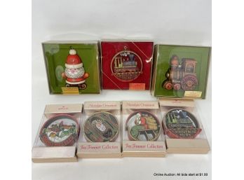 Lot Of Seven (7) Hallmark Vintage Tree-Trimmer Collection Ornaments  Each Ornament Is Approx. 3'