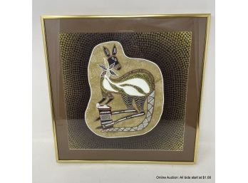 'Kandarik The Kangaroo Man' Wiradjuri Aboriginal Art In Gold Metal Frame