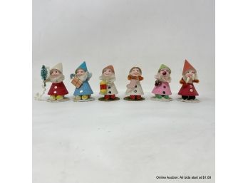 Vintage 1940s Gnomes Set Of Six (6) Made In Japan