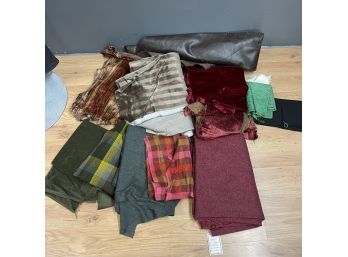 Lot Of Misc. Fabric : Leather, Wool, Flannel, Velvet, Velour, Tweed & More