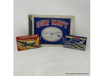 Vintage Picture Books Our Navy, Modern War Planes, And Airplanes Of The USA