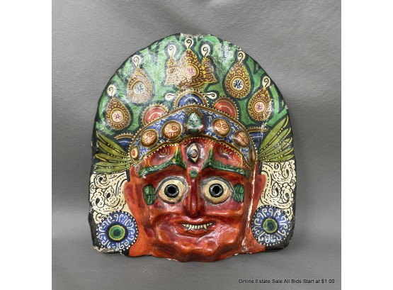 Thai Papier Mache Mask With Bright Paint
